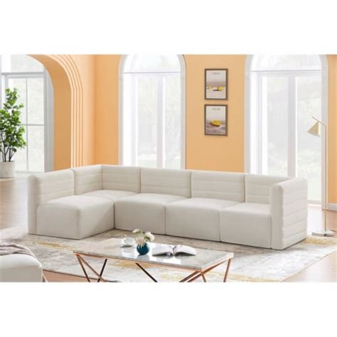 Meridian Furniture Quincy Cream Velvet Modular Sectional Fred Meyer