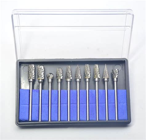 10pcs Set Tungsten Carbide Burr Rotary Drill Bits Cutter Files Set