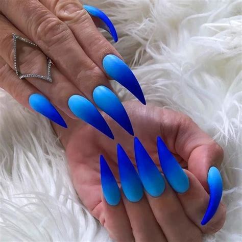 Royal Blue Stiletto Nail Designs