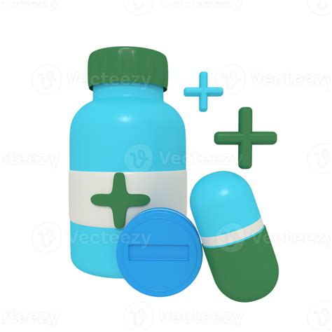 3d Illustration Of Medicine Pill On Bottle 18796284 Png