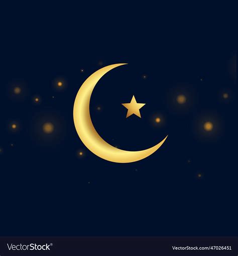 Golden islamic crescent symbol background Vector Image