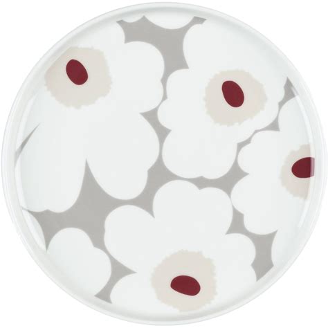 Beställ Unikko tallrik 20 cm grå röd gul från Marimekko