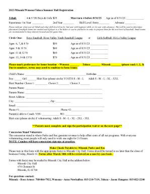 Fillable Online Rec Summer Ball Registration Form Fax Email Print