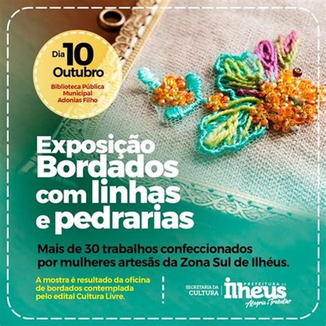 Biblioteca P Blica De Ilh Us Sedia Exposi O De Bordados Linhas E