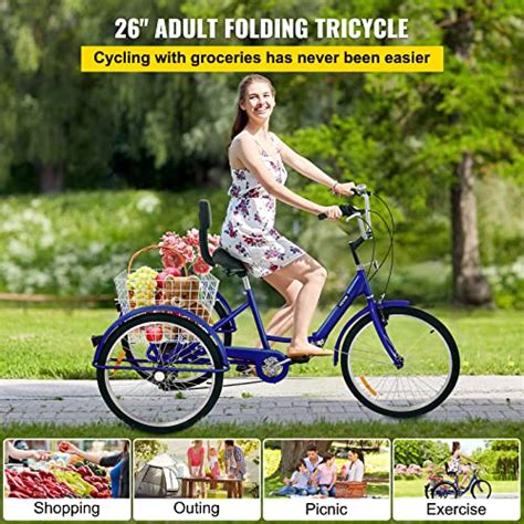 Vevor Tricycle Bleu Adulte Cm Vitesses Roues Pour Adultes