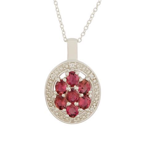 Pink Tourmaline Necklace With White Topaz In Sterling Silver Cts