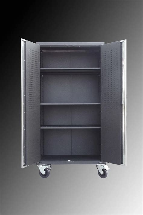 72'' Mobile Stainless Steel Garage Cabinets With Three Adjustable Shelf ...