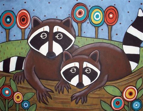 Details About 2 Raccoons RUG HOOKING CRAFT PAPER PATTERN Folk Art