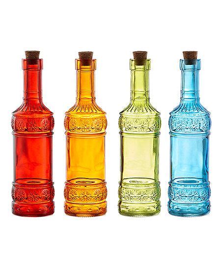 Colored Bottles Set Of Four Zulily Colored Glass Bottles