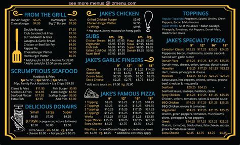 Menu at Jake's Family Restaurant, Yarmouth, 375 Main St