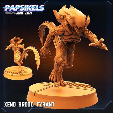 Xeno Brood Tyrant Aliens Vs Humans Ii 3d Printed Miniature Etsy