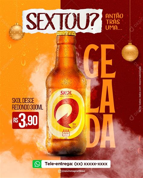 Post Cerveja Gelada Sextou Social Media PSD Editável download Designi