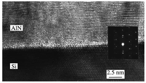 A High Resolution Tem Image Near The Aln Si Interface Region Of The Aln