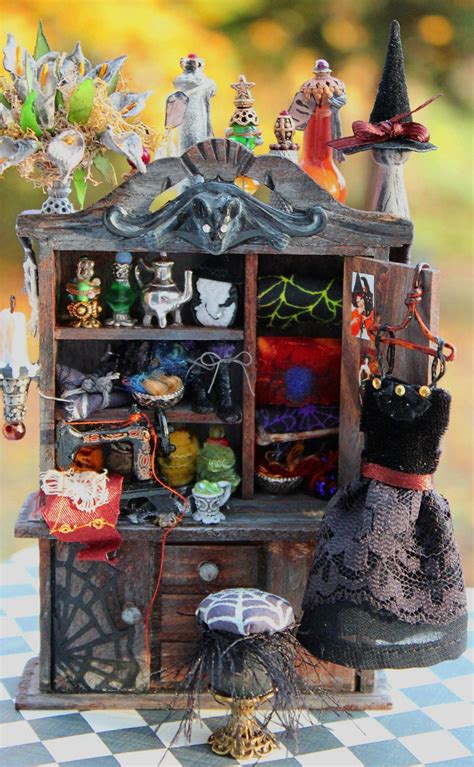 Dollhouse Miniature Witch Sewing Cabinet And Stool 1 12 Scale Etsy