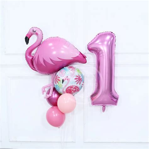 Ballon Decoratif Number Ballon Flamant Rose En Aluminium Avec