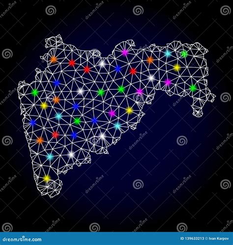 Vector D Mesh Map Of Maharashtra State With Light Spots For New Year