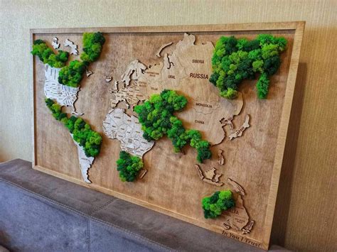 Wood Wall Art Decor Moss Wall Art Moss Art Wooden Wall Art Wooden