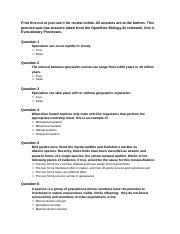 Practice Quiz On Evolutionary Processes OpenStax Biology 2e Course Hero