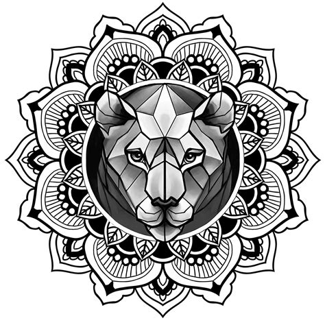 Lion In Mandala Tattoo Sketch Ornamentaldotwork On Behance