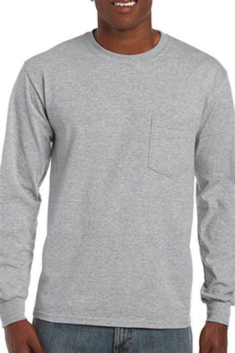 Gildan Ultra Cotton Adult Long Sleeve T Shirt With Pocket Mccrearys Tees