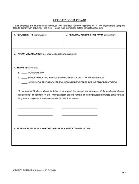 Fillable Online CBOE C2 FORM OE 418 GENERAL INSTRUCTIONS1 Fax Email