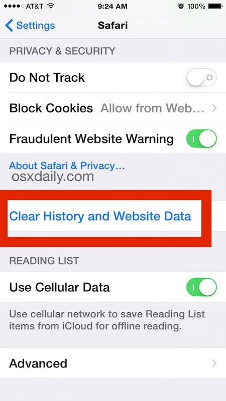 Clear History Cache And Cookies From Safari Browser On Iphone Ipad