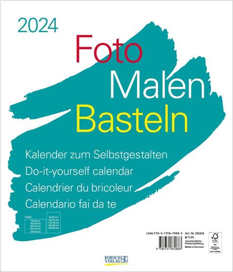 Foto Malen Basteln Bastelkalender weiß groß 2024 Fotokalender zum