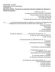 Ap Endocrine System Study Questions Chap Sp Endocrine System