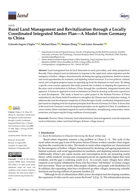 Pdf Rural Land Management And Revitalization Through A Locally Coordinated Integrated Master