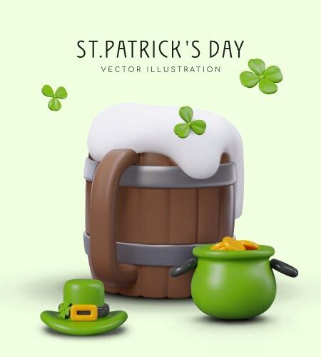 Cute St Patrick Day Poster In Cartoon Style Vector Image