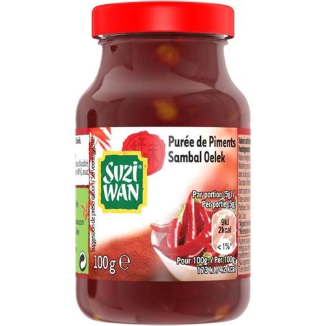 SUZI WAN Purée de piments Sambal Oelek Le pot de 100 g Cdiscount Au