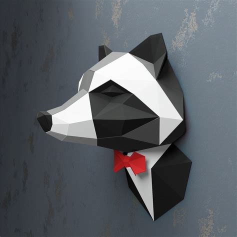 Papercraft D Raccoon Fox In Suit Pepakura Low Poly Paper Etsy