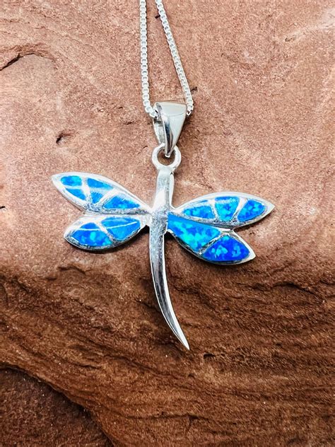 Dragonfly Pendent Blue Opal Dragonfly Southwestern Sterling Silver