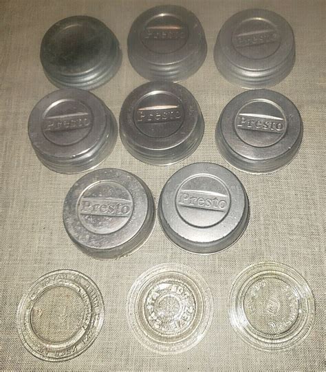 Ball Vintage Aluminum Zinc Jar Lids With Milk Glass Inserts Lot