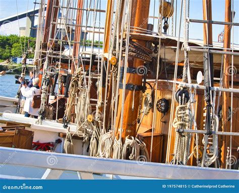 Nautical Tackles And Equipment Of The Old Tall Ship Rigging Ropes And