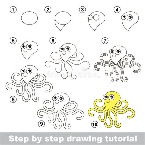 C Mo Dibujar Un Pulpo Ilustraci N Del Vector Ilustraci N De Hoja