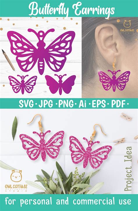 Butterflies Earrings Svg Butterfly Earrings Svg Template Etsy