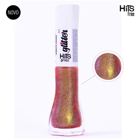 Esmalte Diamante Canário Glitter Refletivo Multichrome Hits Free