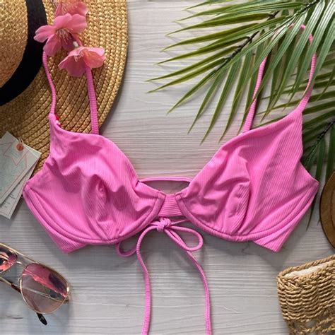 Maaji Swim Rare Maaji Pinkish Lollipop Reversible Floral Underwire Laceup Bikini Top Poshmark