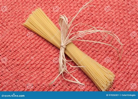 Pasta With Decoration On Fabric Texture Stock Image Image Of Product