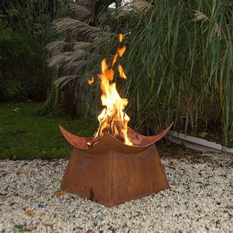 FF153 Esschert Design Rust Firebowl Square Modern Firepit Wood Burning