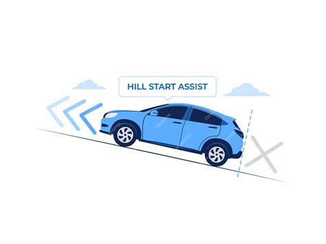 Premium Vector | Car driving uphill mountain road with hill start