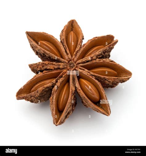 Star Anise Spice Fruit And Seeds Isolated On White Background Closeup