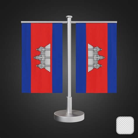 Premium PSD Table Stand With Flags Cambodia 3d Illustration