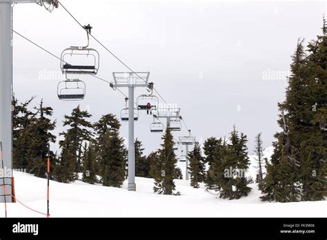 Ski Lifts At Mount Hood Ski Resort In Government Camp Oregon During