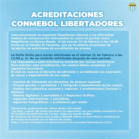 Club Magallanes On Twitter ACREDITACIONES CONMEBOL LIBERTADORES