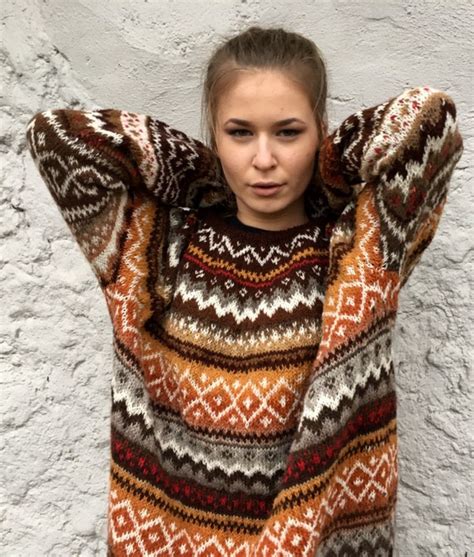 Fair Isle Sweater Dress Oversized Sweater Icelandic Sweater