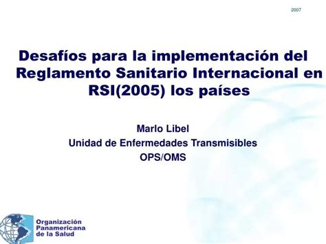 Ppt Desaf Os Para La Implementaci N Del Reglamento Sanitario