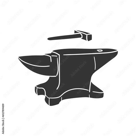 Vetor De Anvil And Hammer Icon Silhouette Illustration Forge Vector