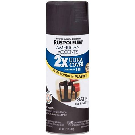 Rust Oleum American Accents Ultra Cover 2x Satin Dark Walnut Spray Paint And Primer In 1 12 Oz